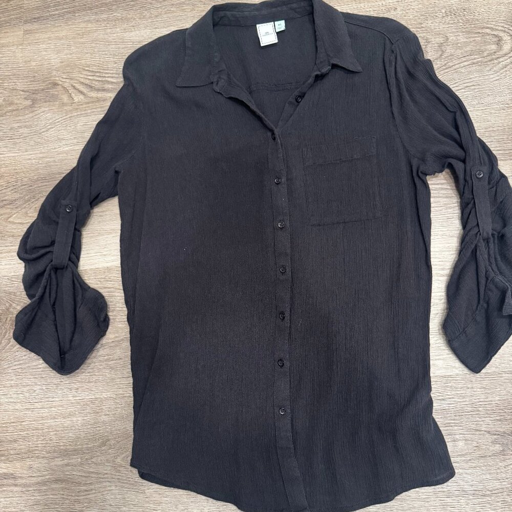 Susina Button Down Wrinkle Affect Blouse - XS
